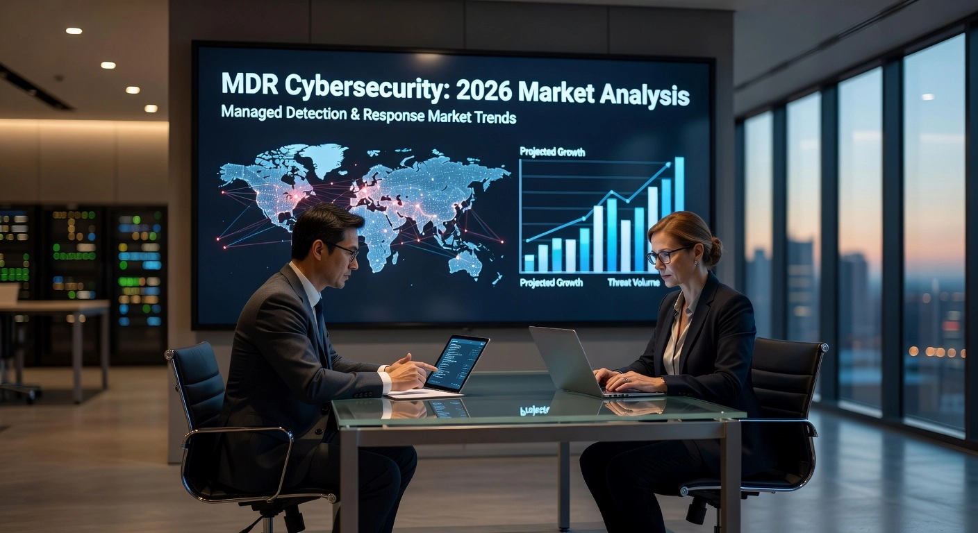 Professional header image for industry analysis: MDR Cybersecurity: 2026 Market Analysis