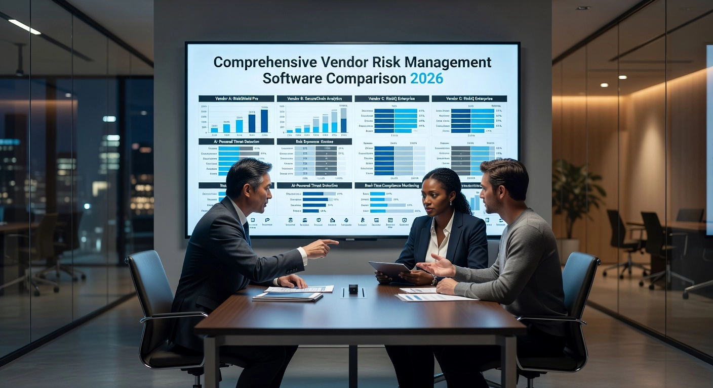 Professional header image for comparison analysis: Comprehensive Vendor Risk Management Software Comparison ...