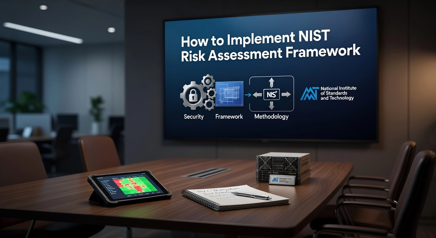 Professional header image for step-by-step guide: How to Implement NIST Risk Assessment Framework