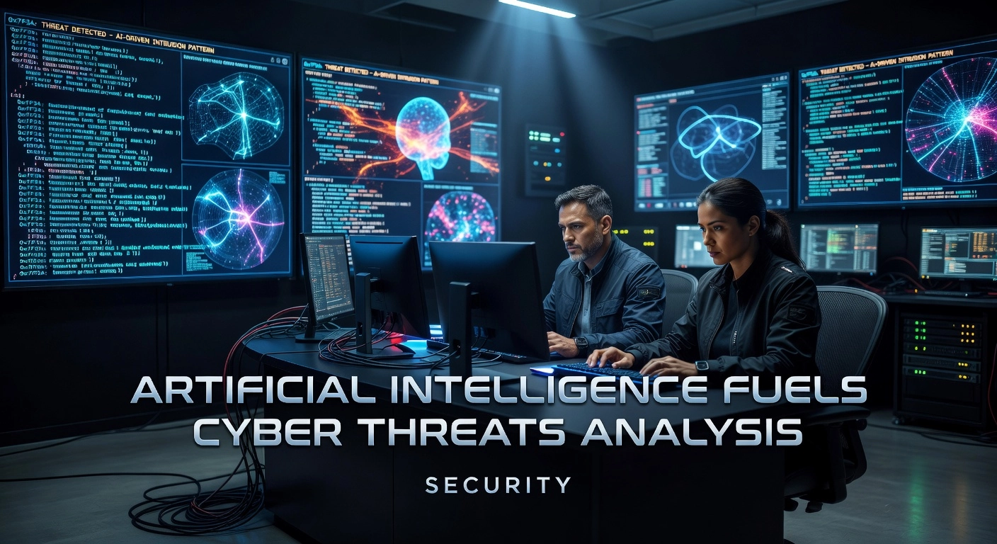 Professional header image for industry analysis: Artificial Intelligence Fuels Cyber Threats Analysis