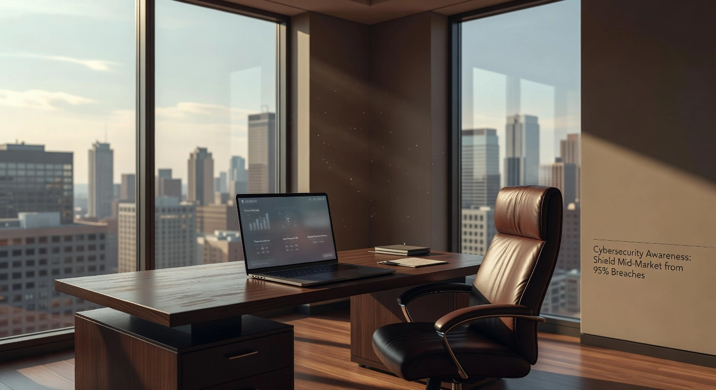 Professional header image for industry analysis: Cybersecurity Awareness: Shield Mid-Market from 95% Breaches
