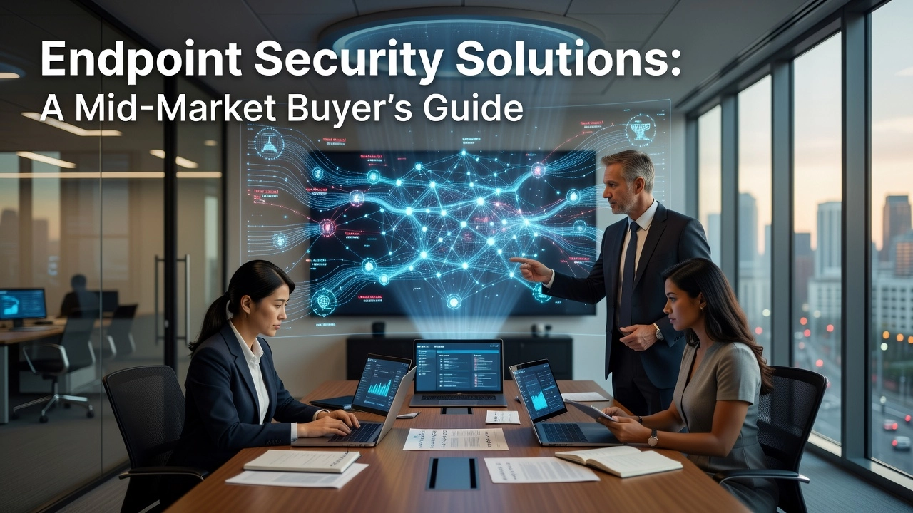 Professional header image for industry analysis: Endpoint Security Solutions: A Mid-Market Buyer's Guide