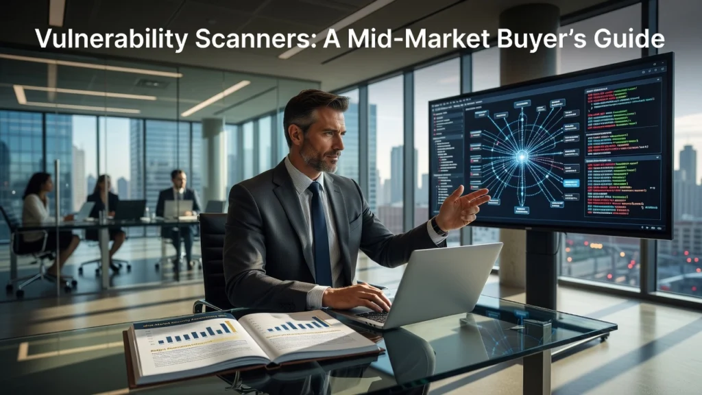 Vulnerability Scanners: A Mid-Market Buyer's Guide Professional header image for industry analysis: Vulnerability Scanners: A Mid-Market Buyer's Guide