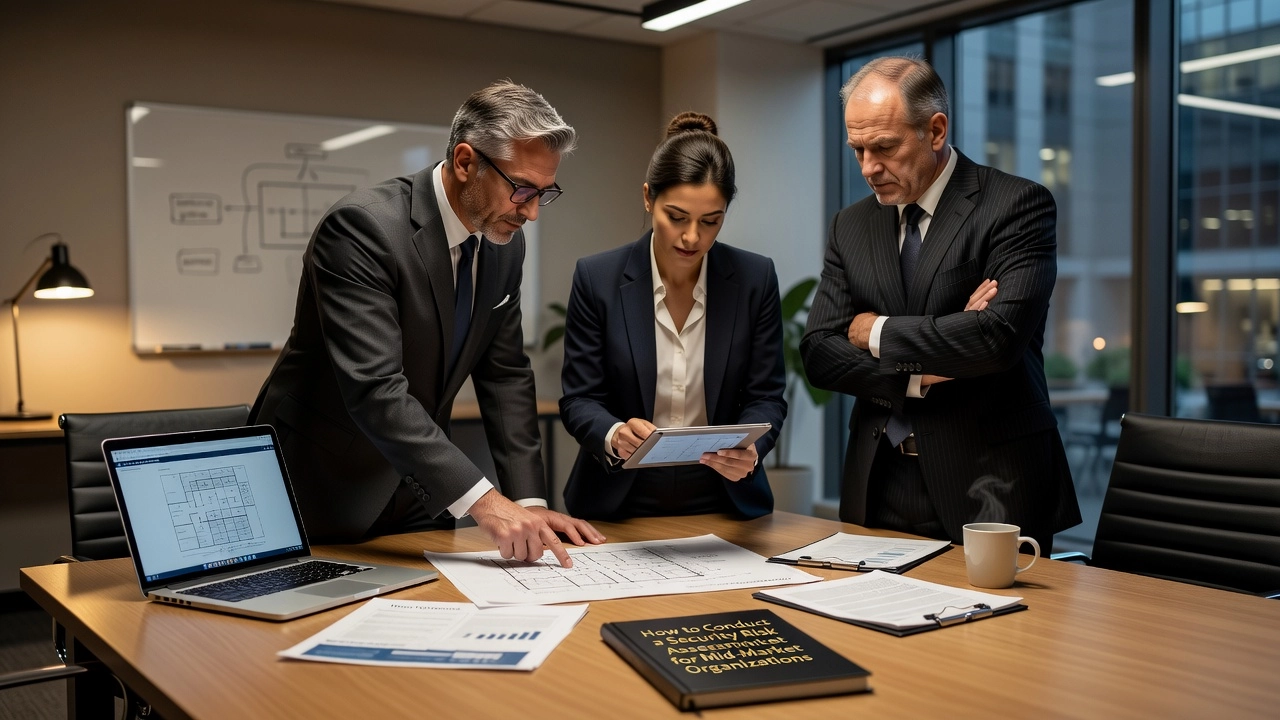 Professional header image for step-by-step guide: How to Conduct a Security Risk Assessment for Mid-Market ...
