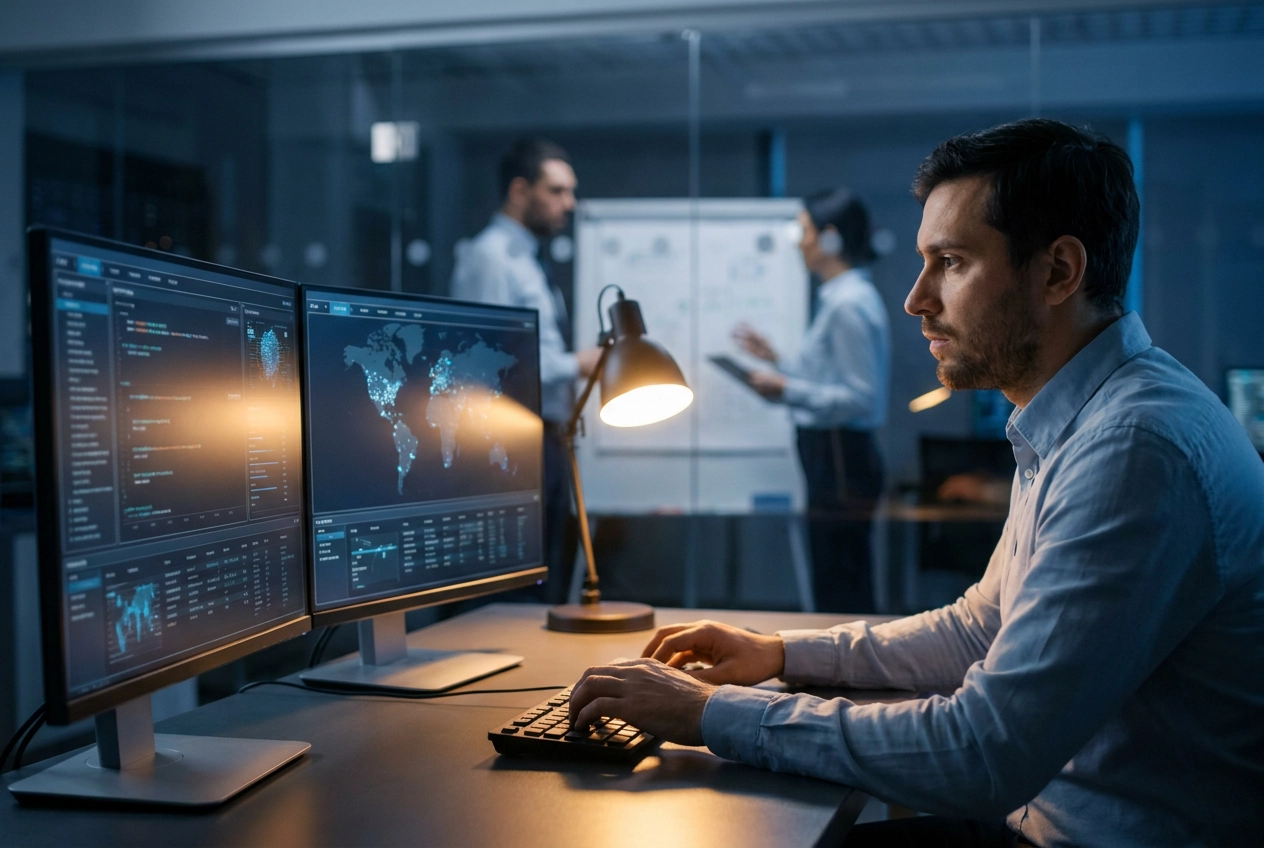 Professional header image for educational tutorial: Cyber Threat Intelligence Platforms: How Mid-Market Organ...